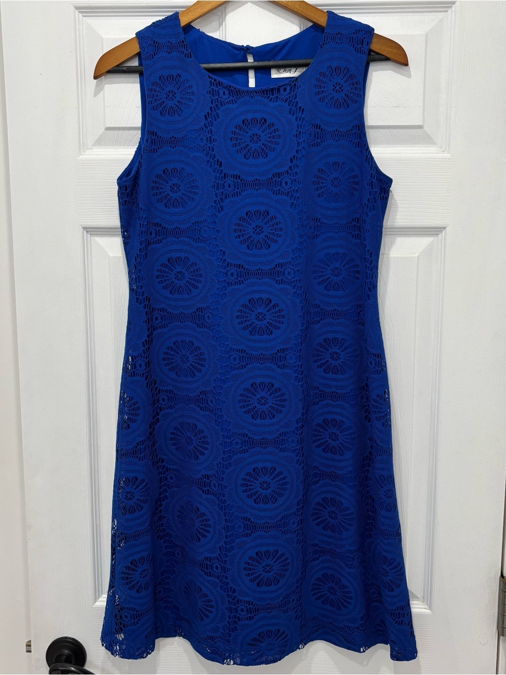 Eliza J Cobalt Blue Sleeveless Crochet Mini Dress